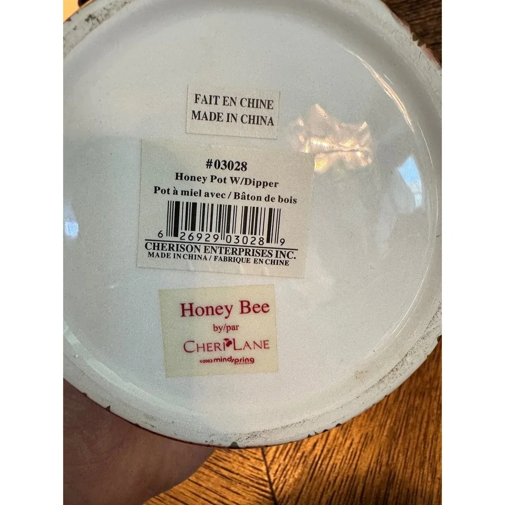 Cheri Lane Honey Bee Ceramic Beehive Honey Pot Jar Cherison‎ Enterprises 03028